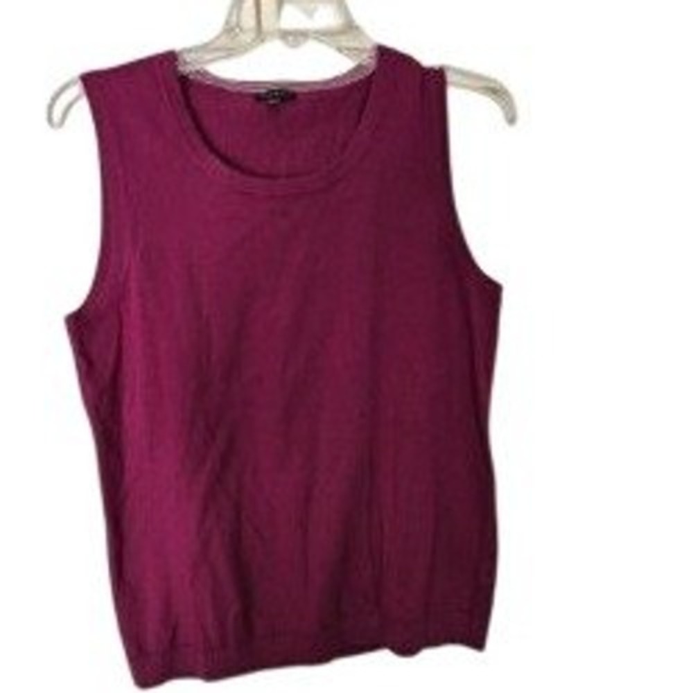 Talbots Womens Medium Berry Pink Cotton Cashmere Blend Sleeveless Sweater Shell